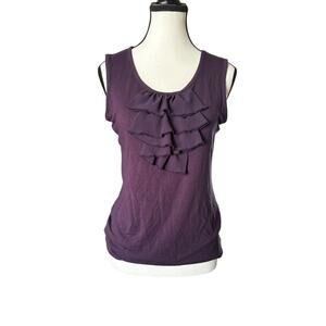 George Tank Top Womens Small Sleeveless Scoop Neck Purple Ruffle Layering Blouse